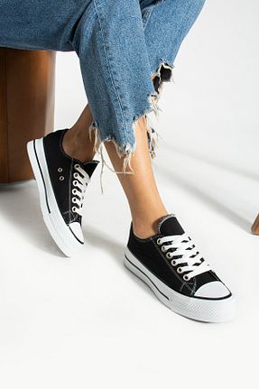 کفش اسنیکر مشکی زنانه بند دار Trendpink - کد 806448630
