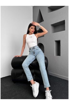 شلوار جین آبی زنانه پاچه ساده فاق بلند جین ساده بلند کد 806492400