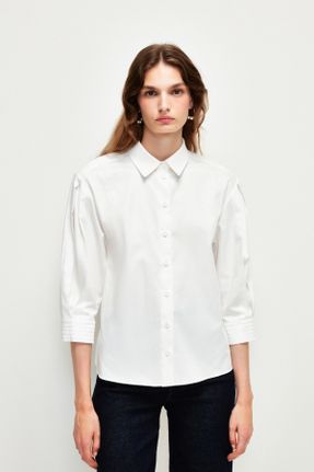 پیراهن سفید زنانه ریلکس کد 756653654