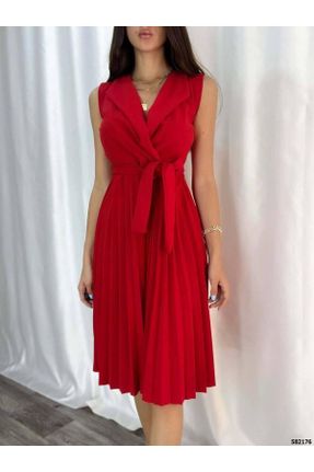 لباس مجلسی قرمز زنانه اسلیم فیت کرپ بدون آستین بدون آستر کد 806282279