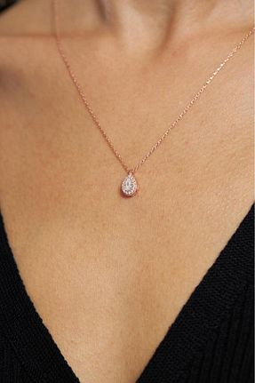 گردنبند نقره صورتی زنانه 925 عیار Roza Silver - کد 805996462