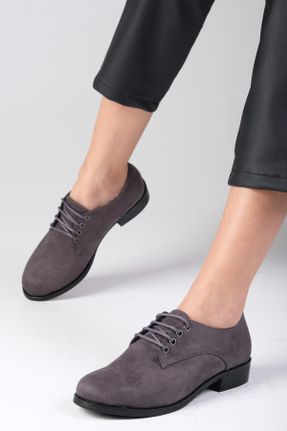 کفش آکسفورد طوسی زنانه چرم مصنوعی پاشنه کوتاه ( 4 - 1 cm ) کد 31494887