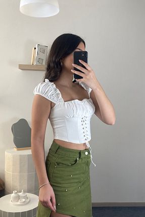 بلوز سفید زنانه ساده Hello - کد 806092230