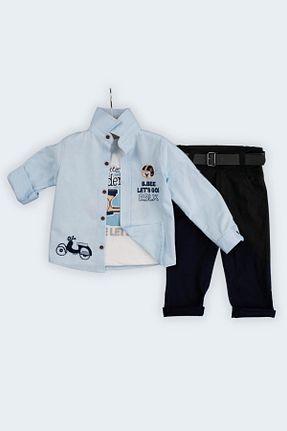 ست بالاتنه و پائین تنه آبی بچه گانه بافتنی Gold Class Kidswear - کد 806118919