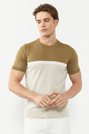 تی شرت خاکی مردانه یقه گرد اورسایز تکی جوان کد 806146749