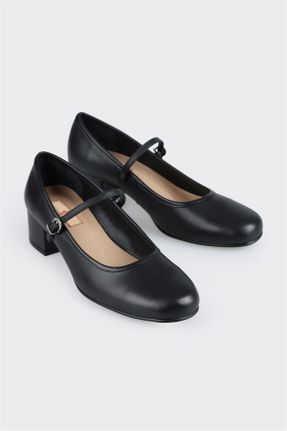 کفش پاشنه بلند کلاسیک مشکی زنانه چرم طبیعی پاشنه ضخیم پاشنه کوتاه ( 4 - 1 cm ) کد 806149680