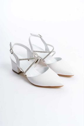 کفش پاشنه بلند کلاسیک سفید زنانه چرم مصنوعی Bilalim Shoes - کد 806524753