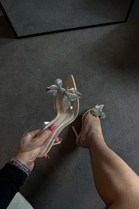 کفش پاشنه بلند کلاسیک بژ زنانه پاشنه نازک SHOEBELLAS - کد 806375333