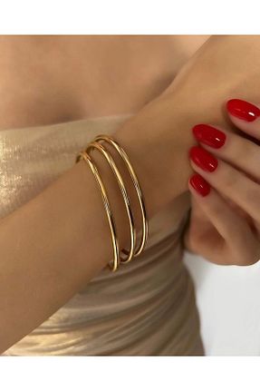 دستبند استیل (فولاد) طلائی زنانه استیل ضد زنگ çelik bileklik - کد 805233820