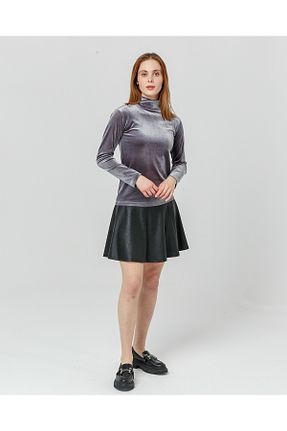 بلوز طوسی زنانه ساده İkmal - کد 806434571