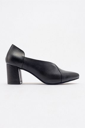 کفش پاشنه بلند کلاسیک مشکی زنانه چرم خالص Moderna - کد 806508268