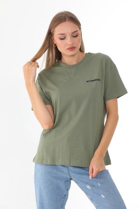 تی شرت سبز زنانه اسلیم فیت یقه گرد تکی کد 806557799