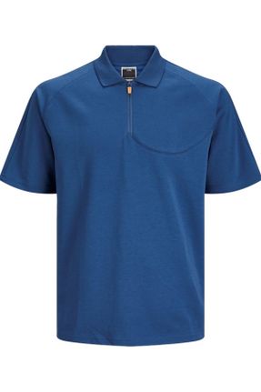 تی شرت آبی مردانه پنبه - پلی استر اسلیم فیت کد 806588114