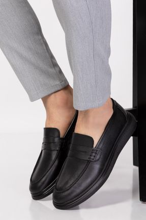 کفش کلاسیک مشکی مردانه چرم طبیعی پاشنه کوتاه ( 4 - 1 cm ) کد 805413167