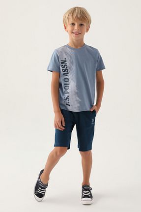 ست بالاتنه و پائین تنه آبی بچه گانه بافتنی U.S. Polo Assn. - کد 806182349