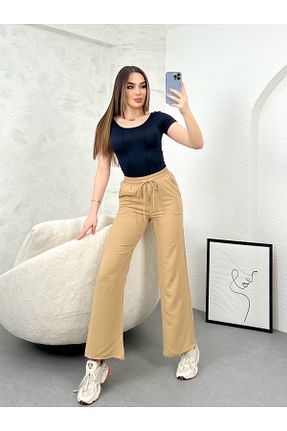 شلوار قهوه ای زنانه مخلوط کتان modavingo - کد 805687129