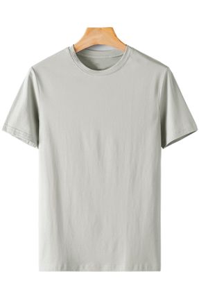 تی شرت طوسی مردانه پنبه (نخی) یقه گرد رگولار تکی کد 806027990
