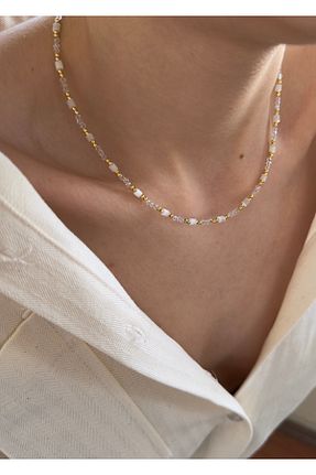 گردنبند جواهر رنگی زنانه برنجی milove - کد 806458614
