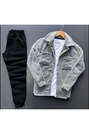 ست بالاتنه و پائین تنه طوسی زنانه بافت exans moda - کد 806075182
