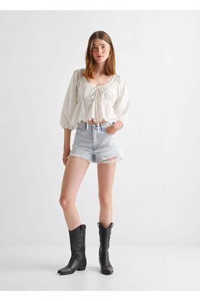 شلوارک و برمودا سایز بزرگ متالیک زنانه فاق نرمال MANGO Teen - کد 731763766
