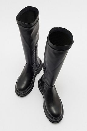 چکمه مشکی زنانه چرم مصنوعی luvishoes - کد 806173296