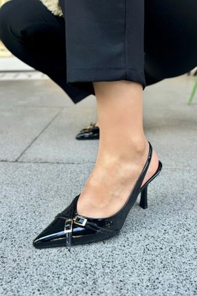 کفش پاشنه بلند کلاسیک مشکی زنانه چرم لاکی پاشنه نازک پاشنه متوسط ( 5 - 9 cm ) کد 806572202