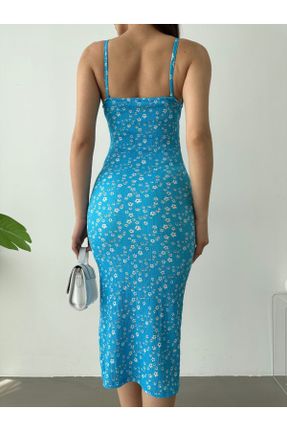لباس آبی زنانه تریکو تریکو طرح گلدار ریلکس کد 806264831
