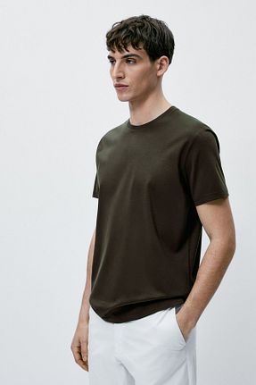 تیشرت خاکی مردانه Fitted Massimo Dutti - کد 103760340