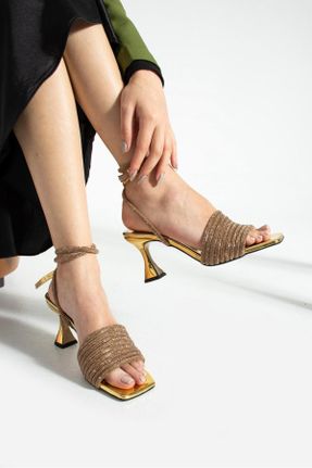 کفش مجلسی طلائی زنانه پارچه نساجی پاشنه نازک پاشنه متوسط ( 5 - 9 cm ) کد 806536506