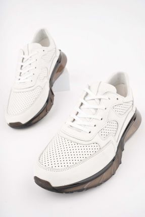 کفش اسنیکر سفید مردانه بند دار چرم طبیعی چرم طبیعی کد 795922904