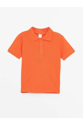 تی شرت نارنجی بچه گانه ریلکس یقه پولو تکی کد 806720814