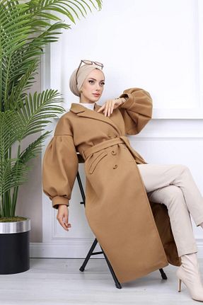 پالتو پشمی قهوه ای زنانه گشاد moda periy - کد 807085659