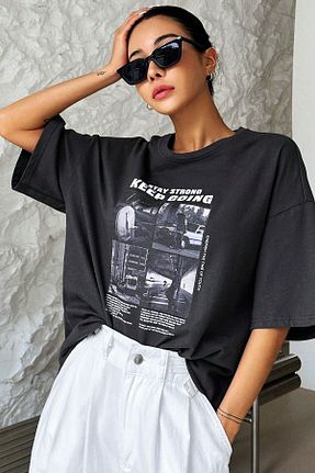 تیشرت مشکی زنانه رگولار Trend Sizde - کد 806710947