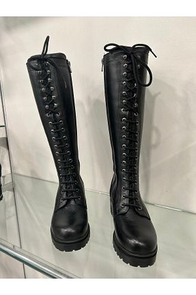 بوت / نیم بوت مشکی زنانه چرم خالص STEP MORE - کد 807198001
