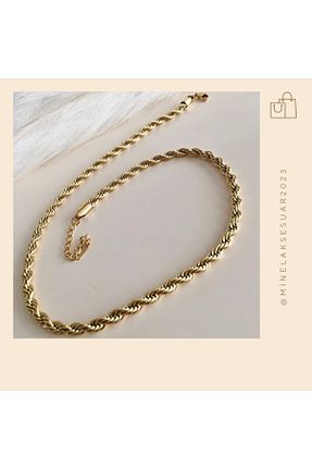 گردنبند استیل ( فولاد ) طلائی زنانه استیل (فولاد) Minelaksesuar - کد 805849847