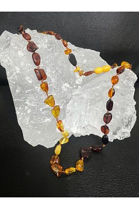 گردنبند جواهر قهوه ای زنانه سنگ طبیعی GÜMÜŞTEL EL SANATLARI - کد 806694716