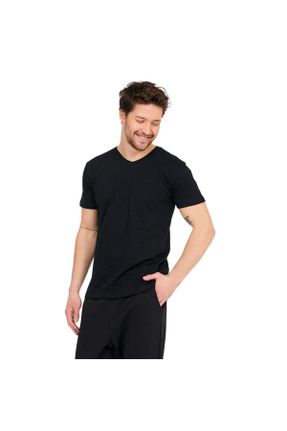 تی شرت مشکی مردانه یقه گرد رگولار تکی کد 144956325