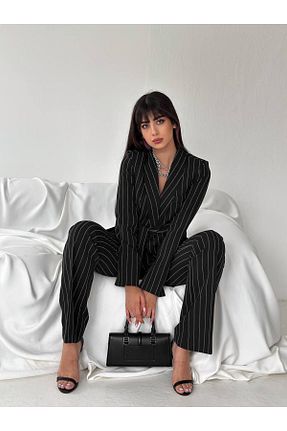 ست بالاتنه و پائین تنه مشکی زنانه بافتنی ZF BUTİK - کد 806739253