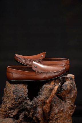 کفش لوفر قهوه ای مردانه چرم طبیعی پاشنه کوتاه ( 4 - 1 cm ) کد 806756907