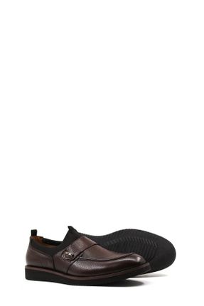 کفش کلاسیک قهوه ای مردانه چرم طبیعی پاشنه کوتاه ( 4 - 1 cm ) پاشنه ساده کد 806800132