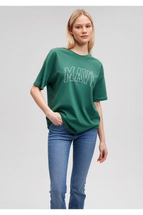 تی شرت سبز زنانه رگولار یقه گرد پلی استر تکی بیسیک کد 806820850