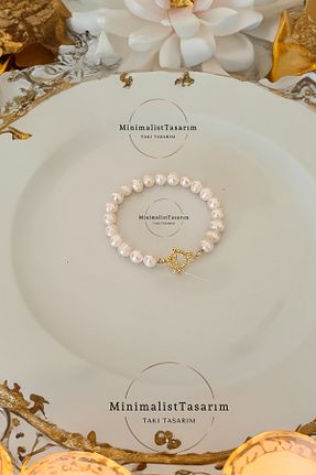 دستبند مروارید سفید مروارید آب شیرین MinimalistTasarım - کد 759673899