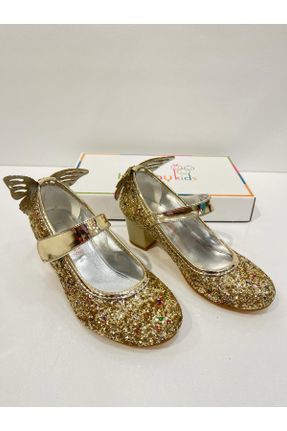 کفش مجلسی طلائی بچه گانه پاشنه ضخیم پاشنه کوتاه ( 4 - 1 cm ) چرم مصنوعی کد 807198046