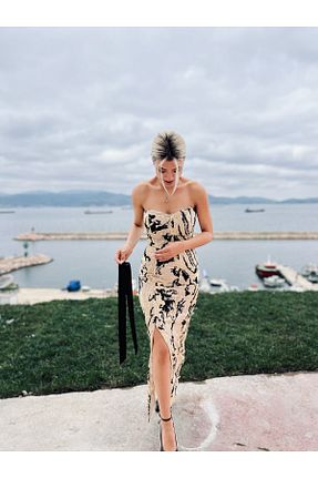 لباس بژ زنانه بافتنی Elif Yaltıraklı - کد 807226330