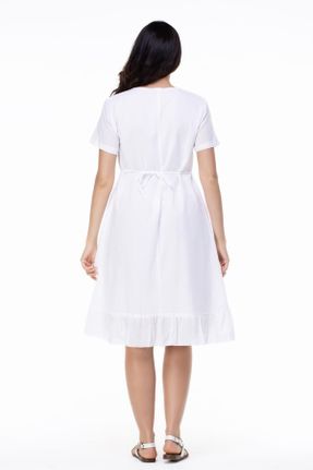 لباس سفید زنانه بافتنی پنبه (نخی) رگولار آستین-کوتاه بیسیک کد 770321059