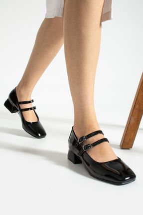 کفش پاشنه بلند کلاسیک مشکی زنانه چرم لاکی پاشنه ضخیم پاشنه کوتاه ( 4 - 1 cm ) کد 806370379