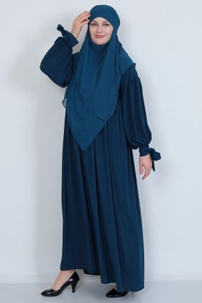 لباس آبی زنانه اورسایز بافتنی مخلوط پلی استر کد 807281859