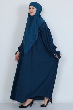 لباس آبی زنانه اورسایز بافتنی مخلوط پلی استر کد 807281859