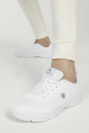 کفش اسنیکر سفید زنانه بند دار چرم مصنوعی کد 805709008