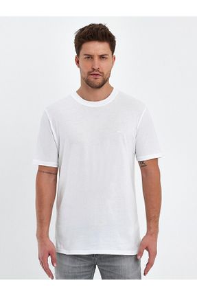 تی شرت سفید مردانه رگولار یقه گرد کد 807202105